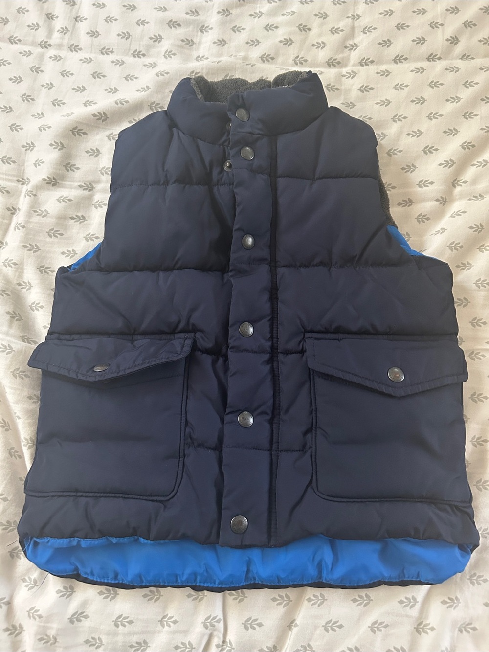 GAP Navy and Bright Blue Quilted Puffer Vest